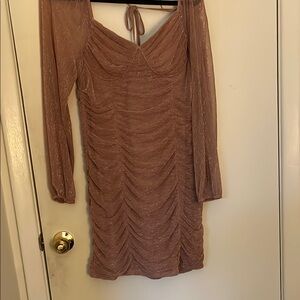 Elegant Rose Gold Ruched Dress. Fairy dress